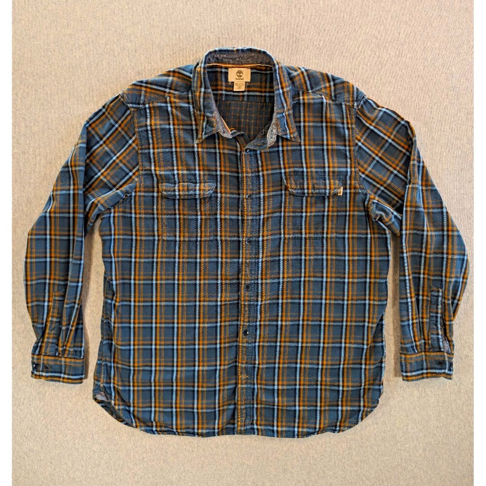 Timberland Men's 2XL Plaid Long Sleeve Woven Cotton Regular Fit Shirt Pockets